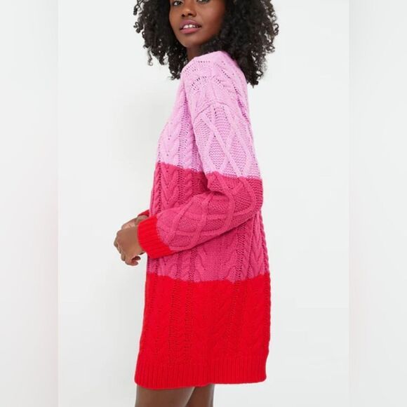 Tuckernuck HYACINTH HOUSE Pink & Red Color Block Scarlett Sweater Dress Sz M - Picture 3 of 9